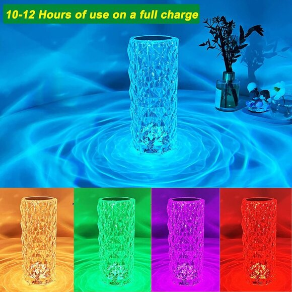 Rose Crystal Table Lamp/USB Rechargeable - Picture 3 of 11